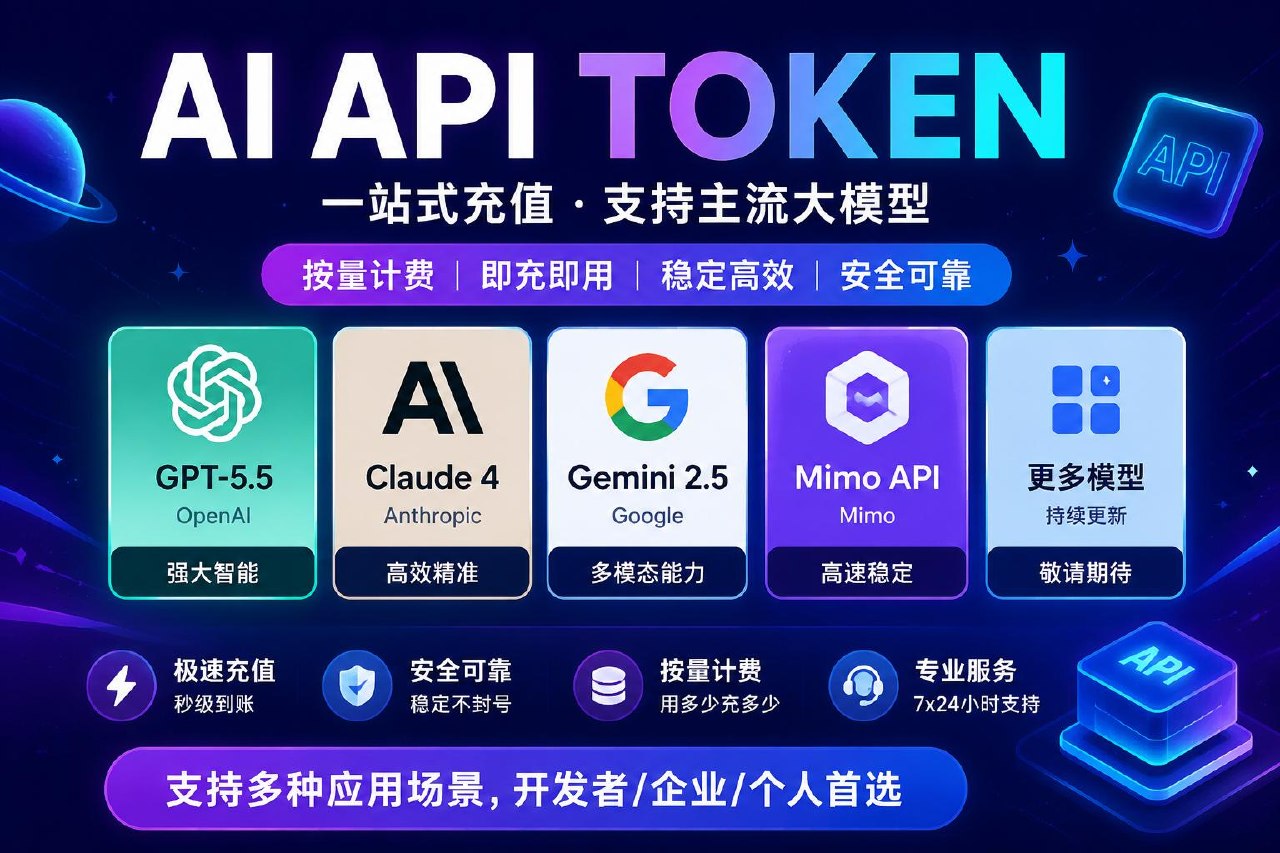AI API Token 充值｜GPT Claude Gemini Mimo 大模型API 自动发货